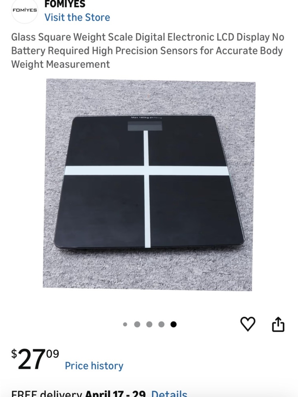FOMIYES Black Tempered Glass Bathroom Scale with White Cross Accent